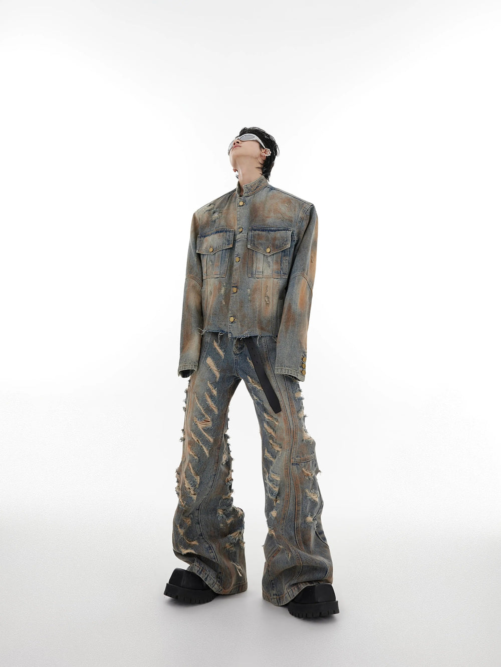 【23s August.】Distressed Denim Jacket Ripped Jeans ArtsKoreanMan