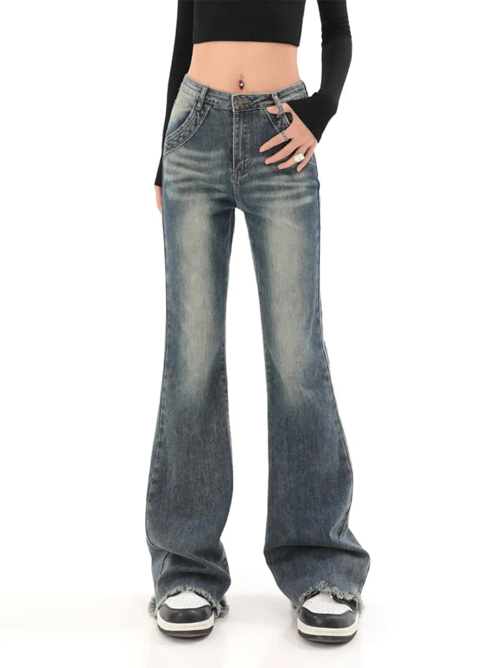 【23s August.】High Waist Raw Edge Jeans ArtsKoreanMan