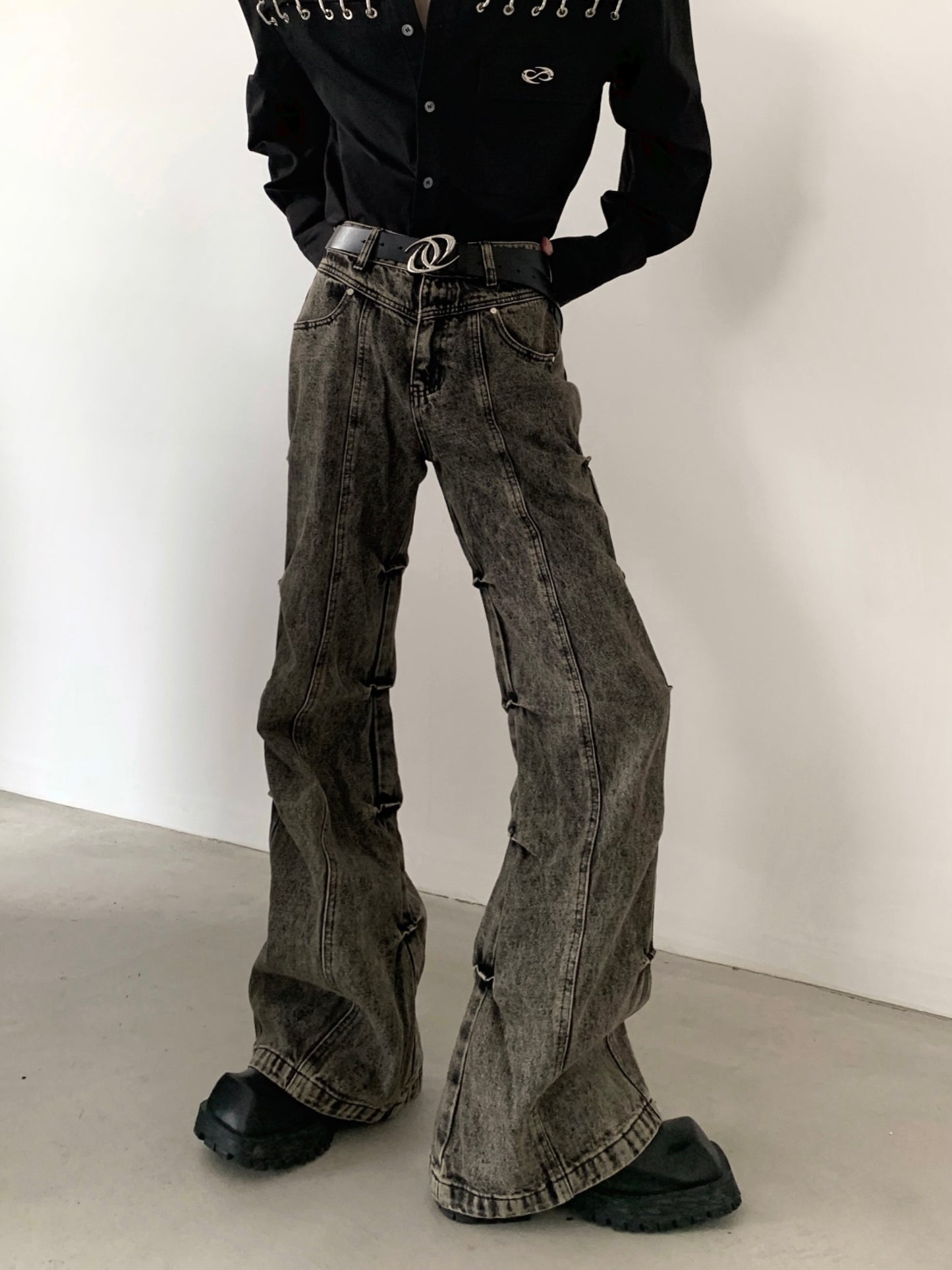【23s November.】American Distressed Pleated Jeans