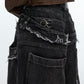 【24s Aug.】Washed Distressed Raw Edge Paneled Silhouette Jeans ArtsKoreanMan