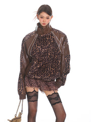 【24s Sep.】American street leopard print patchwork contrast color jacket ArtsKoreanMan