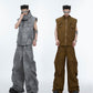 【24s June.】Wasteland Style Sleeveless Vest + Loose Pants Set