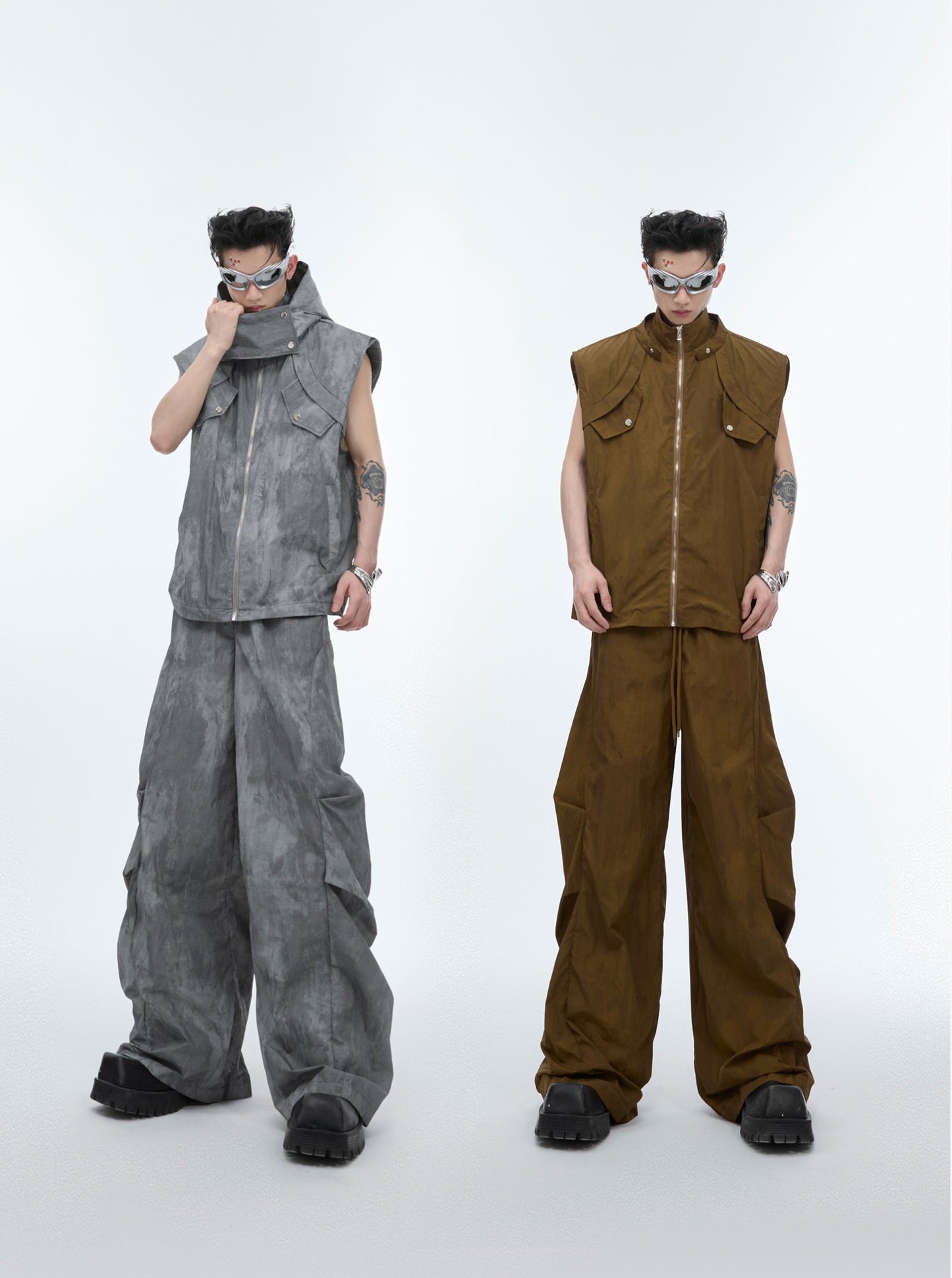 【24s June.】Wasteland Style Sleeveless Vest + Loose Pants Set