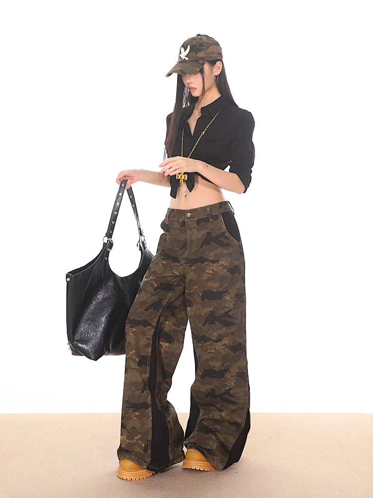 【24s Oct.】American Retro Stitching Zipper Camouflage Overalls ArtsKoreanMan