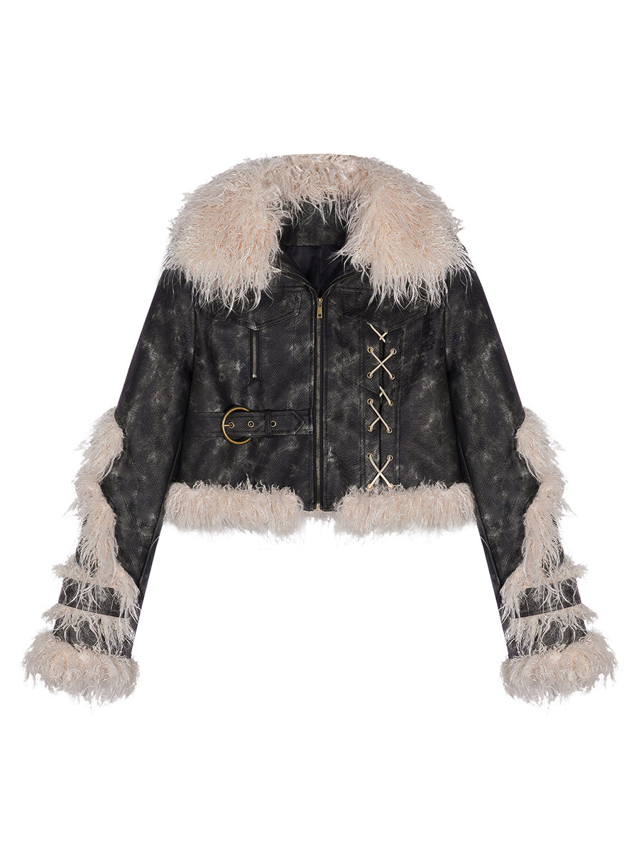 【25s Feb.】Faux Fur Leather Jacket