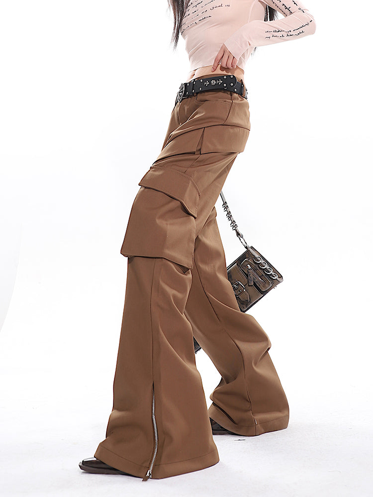 【24s March.】Tailored Paneled Multi-pocket Wide-leg Pants