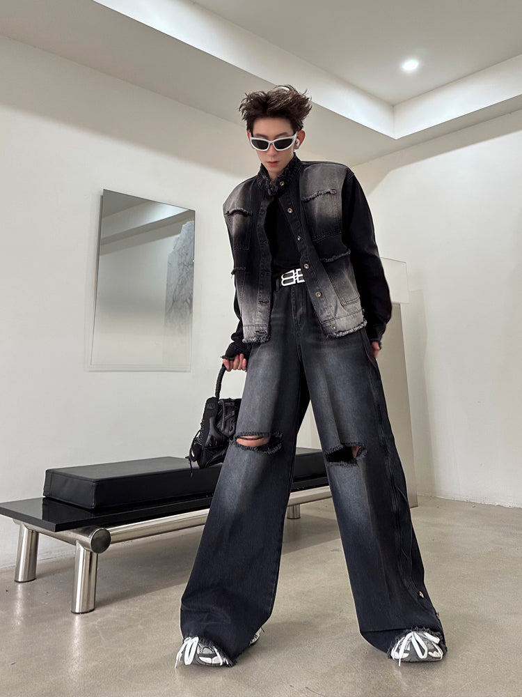 【24s Aug.】High Street Vibe Retro Ripped Oversize Jeans ArtsKoreanMan