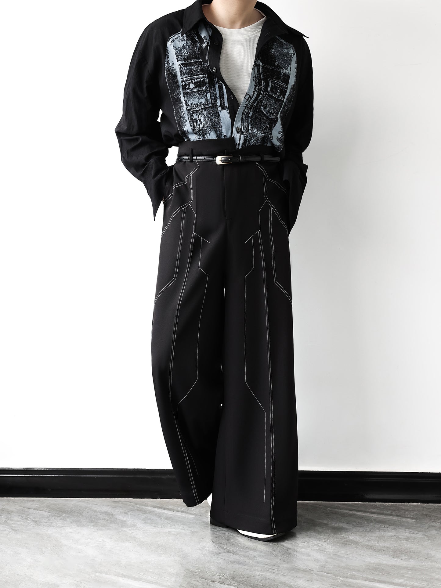 【25s Feb.】Vertical lines wide leg trousers