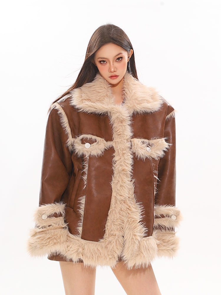 【24s Dec.】Thick Fur Coat with Spliced Fur ArtsKoreanMan