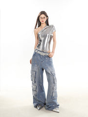 【24s February.】Spray-painted Multi-pocket Cargo Jeans ArtsKoreanMan