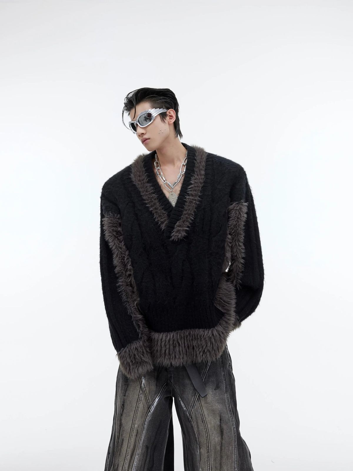 【23s September.】Plush V-neck Loose Sweater ArtsKoreanMan