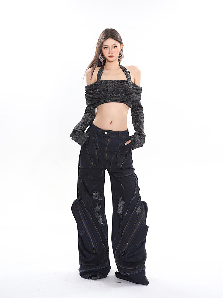 【24s April.】Zippered 3D Large Pocket Jeans ArtsKoreanMan