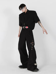 【25s Jul.】Buttoned Draped Loose Trousers