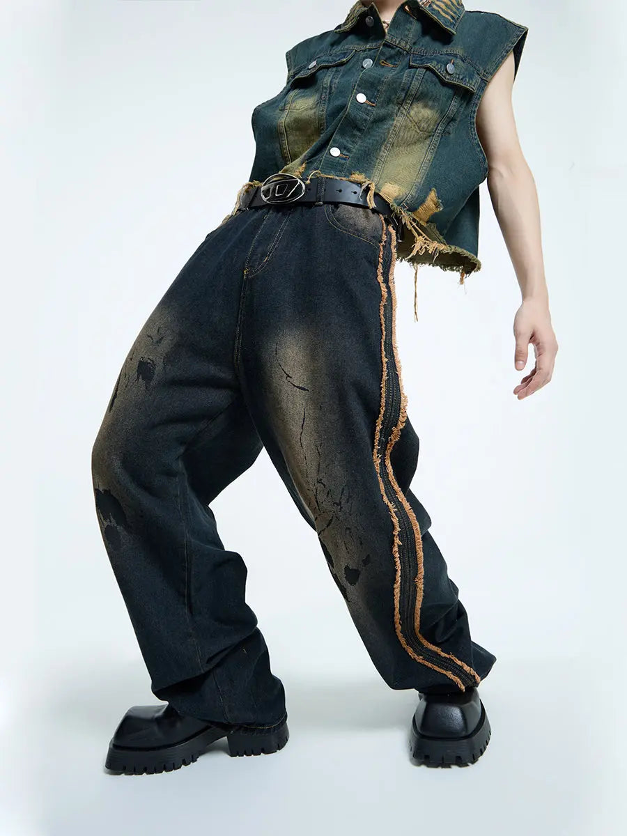 【23s September.】Tie Dye Vintage Frayed Jeans ArtsKoreanMan