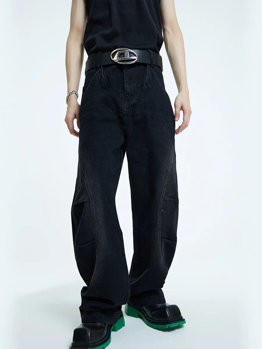 【23s September.】Curved Irregular Wide Leg Jeans ArtsKoreanMan