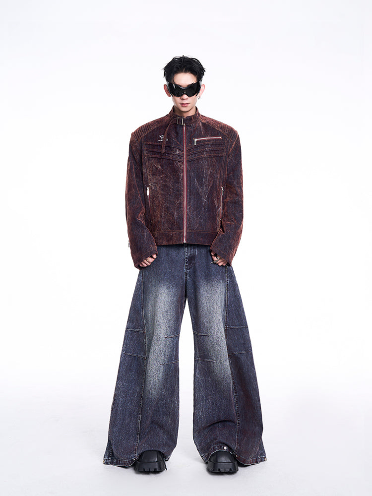 【24s Nov.】Niche Design Flocked Zip-up Denim Jacket ArtsKoreanMan