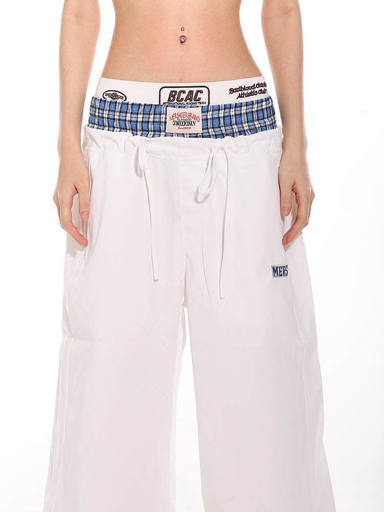 【24s July.】Hot Girl Plaid Stitching Casual Pants TrendyStyle101