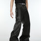 【24s March.】Deconstructed Three-dimensional Black Leather Pants