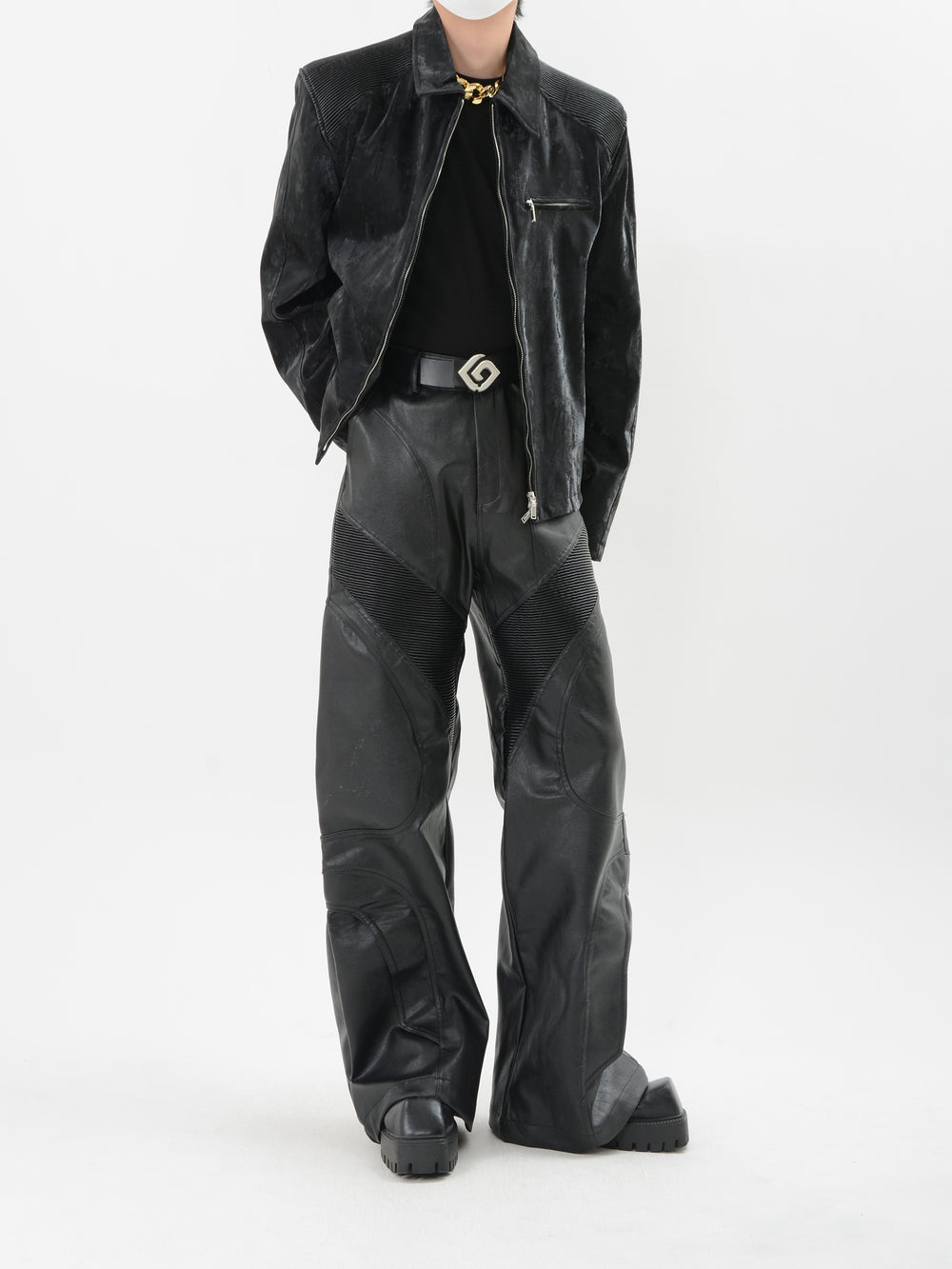 【24s Sep.】PU Leather Patchwork Jacket ArtsKoreanMan