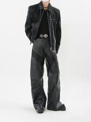 【24s Sep.】PU Leather Patchwork Jacket ArtsKoreanMan