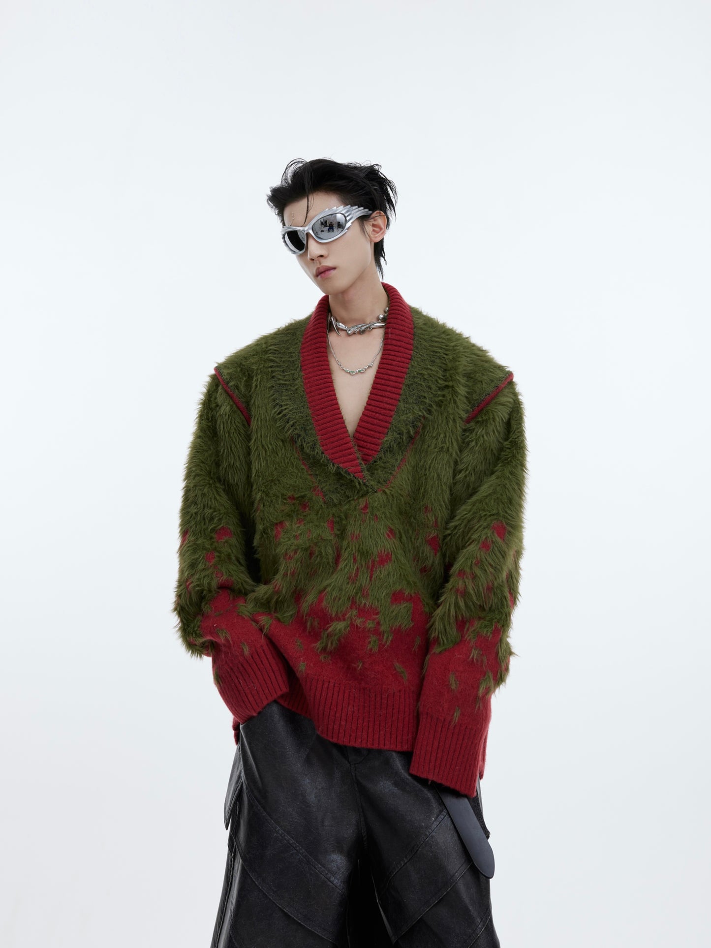 【23s December.】Christmas Gradient V-neck Knitted Sweater