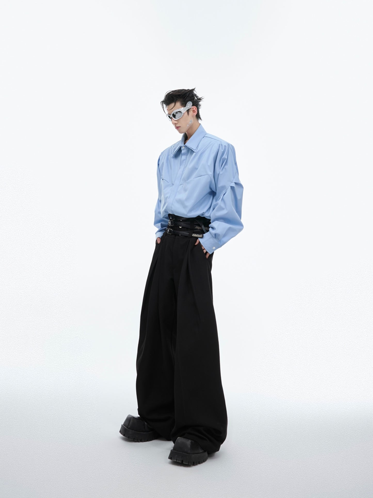 【24s June.】Double Layer Deconstructed Pleated Shirt
