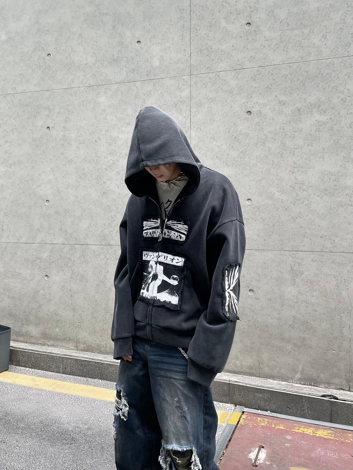 【25s Mar.】Vintage Illustration Distressed Heavy Hoodie