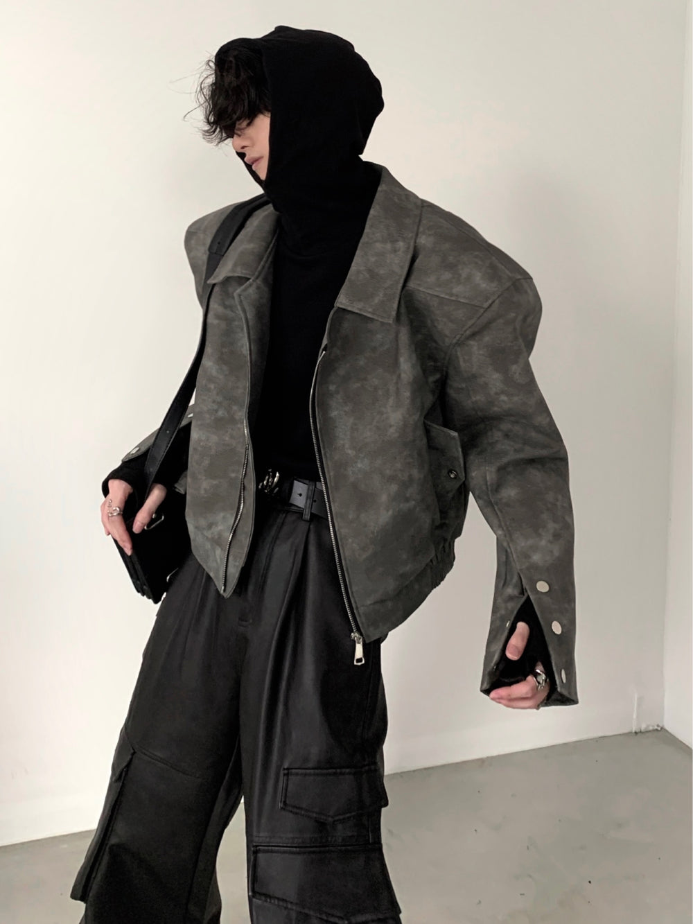 【23s November.】Tie-dye American Vintage Leather Jacket ArtsKoreanMan