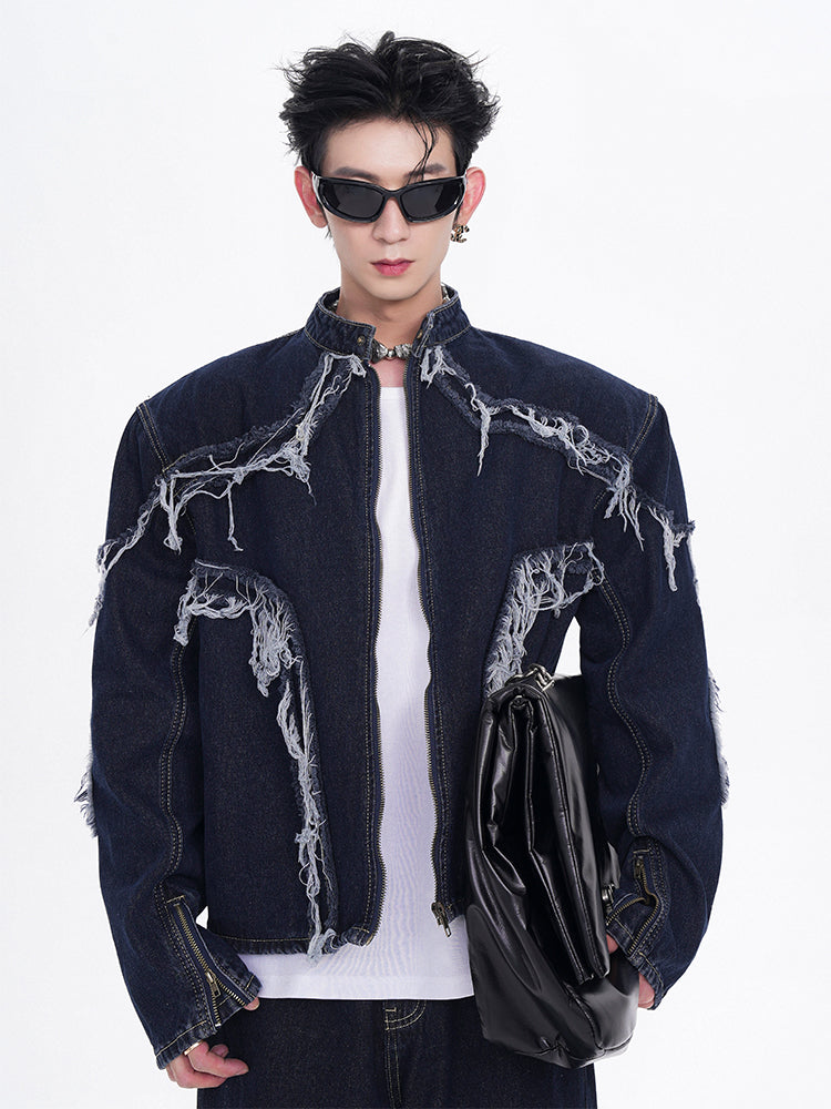 【24s Sep.】Fringed Distressed Denim Jacket ArtsKoreanMan