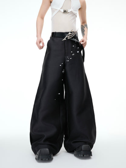 【25s Feb.】Pearl Embellished Waxed Casual Pants