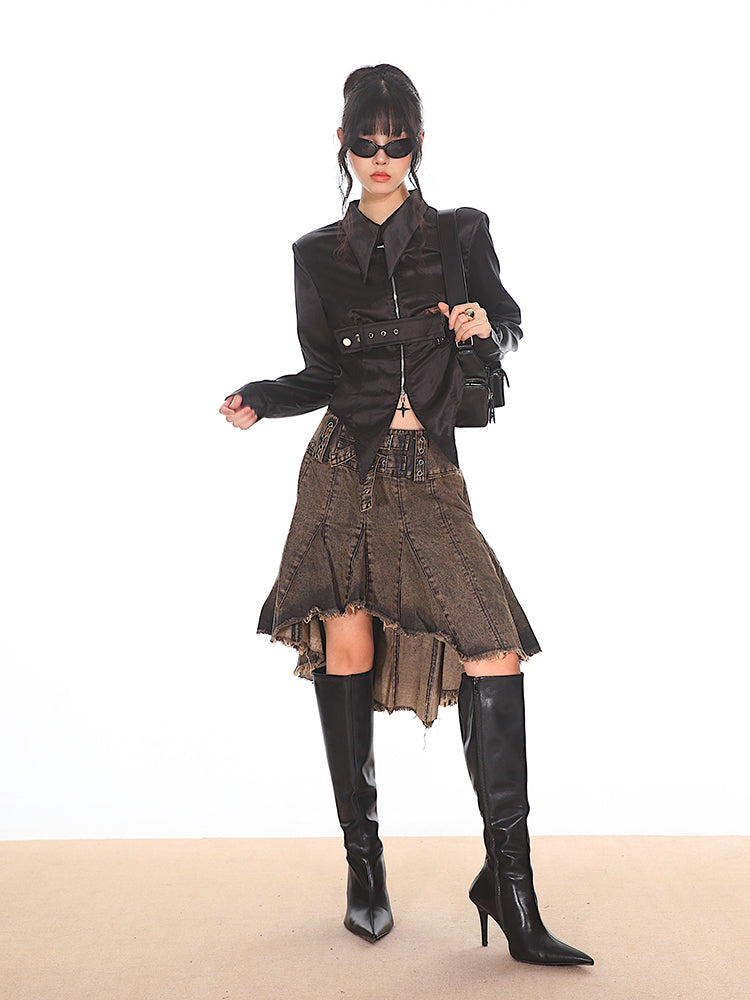 【24s Oct.】Hot Girl Metal Button Satin Shirt ArtsKoreanMan