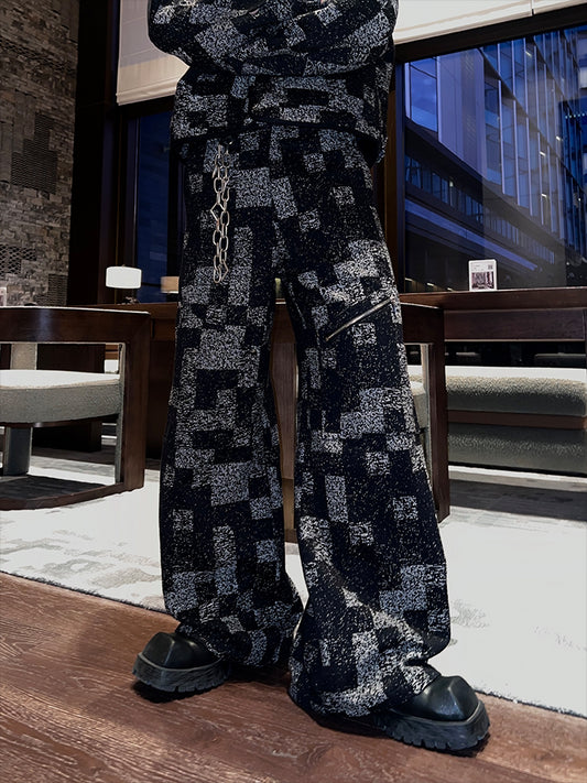 【25s Feb.】Diamond Check Straight Metal Zip Pants