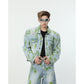 【24s June.】"Earth" Environmental Theme Graffiti Denim Jacket + Jeans