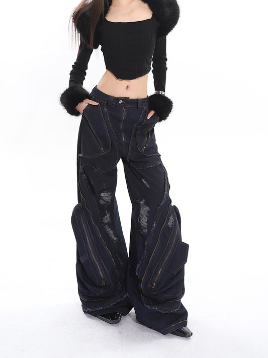 【24s April.】Zippered 3D Large Pocket Jeans