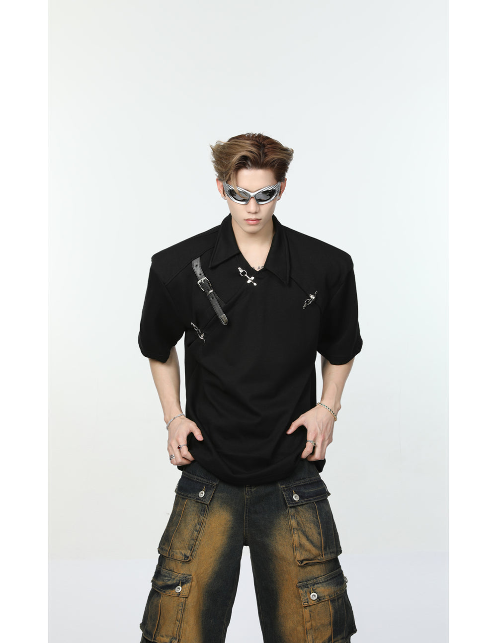 【24s May.】Metal Belt Design Lapel T-shirt ArtsKoreanMan