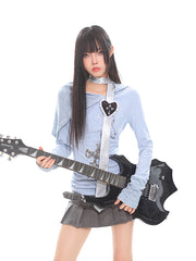 【25s Mar.】Vintage Rhinestone Fitted Long Sleeve Top