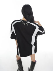 【23s July.】Black and White Stitching T-shirt ArtsKoreanMan