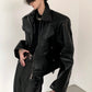 【24s March.】Deconstructed Black Leather Jacket