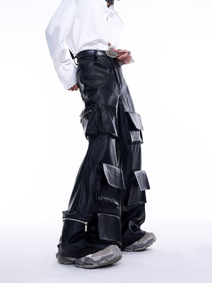 【24s Aug.】High Street Multi-pocket PU Leather Pants ArtsKoreanMan