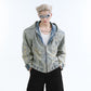 【24s Oct.】Heavy Vintage Distressed Metal Hooded Denim Jacket