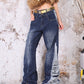 【24s Nov.】Shiny Starry Diamond Raw Edge Jeans