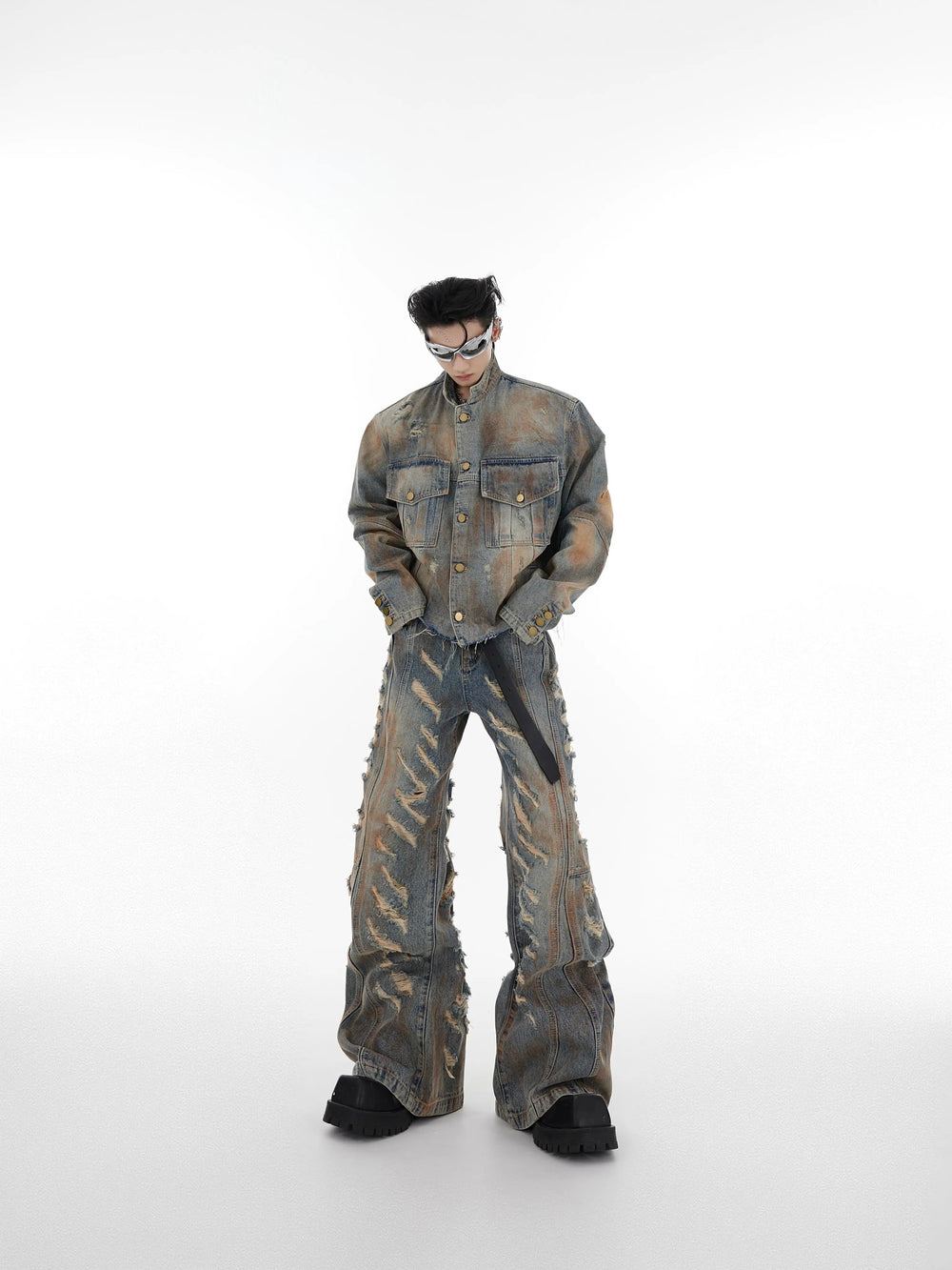 【23s August.】Distressed Denim Jacket Ripped Jeans ArtsKoreanMan
