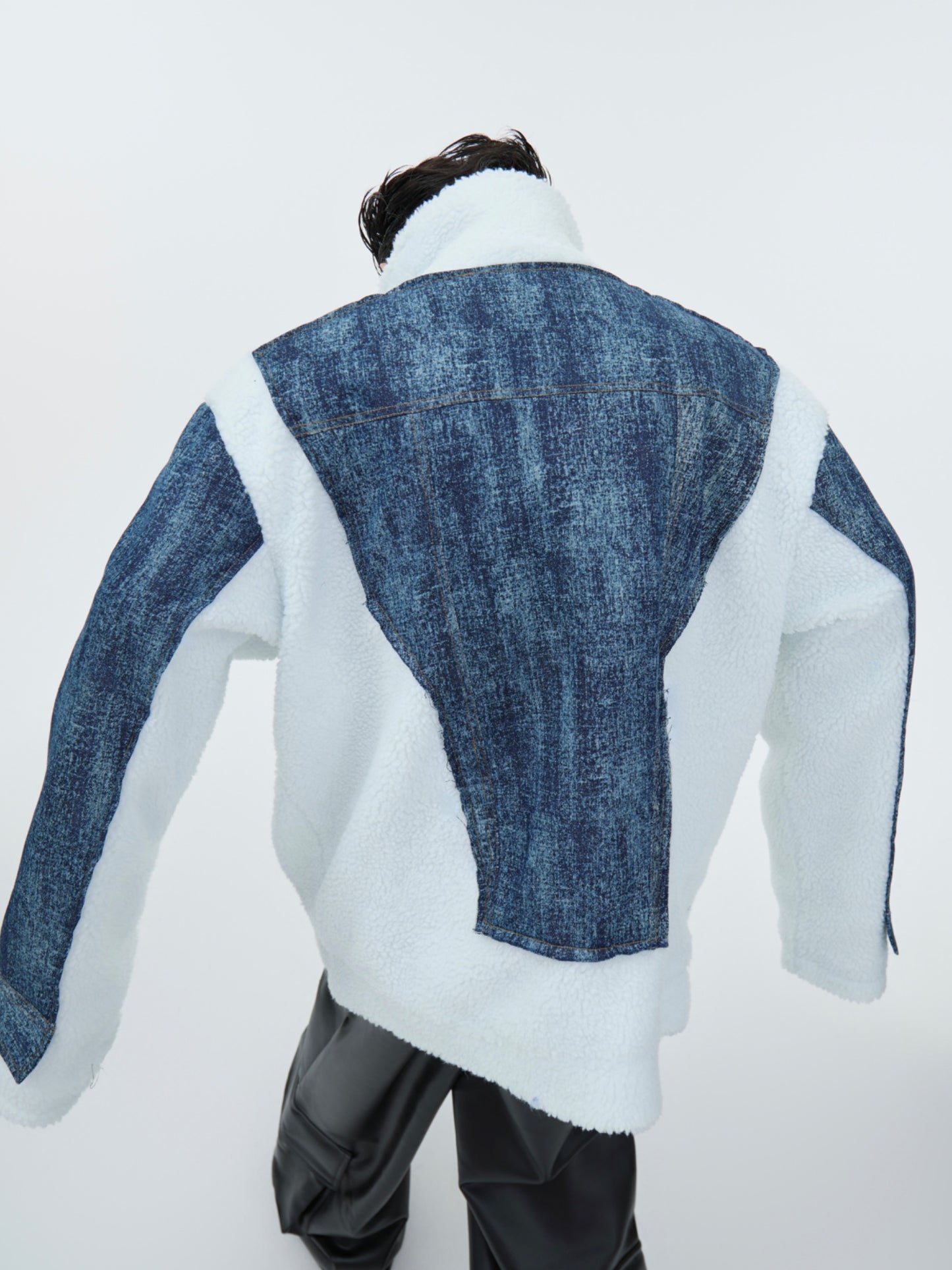 【24s Nov.】Lambskin Patchwork Denim Two-piece Jacket