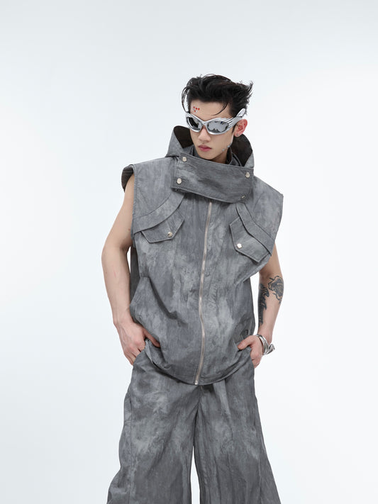 【24s June.】Wasteland Style Sleeveless Vest + Loose Pants Set
