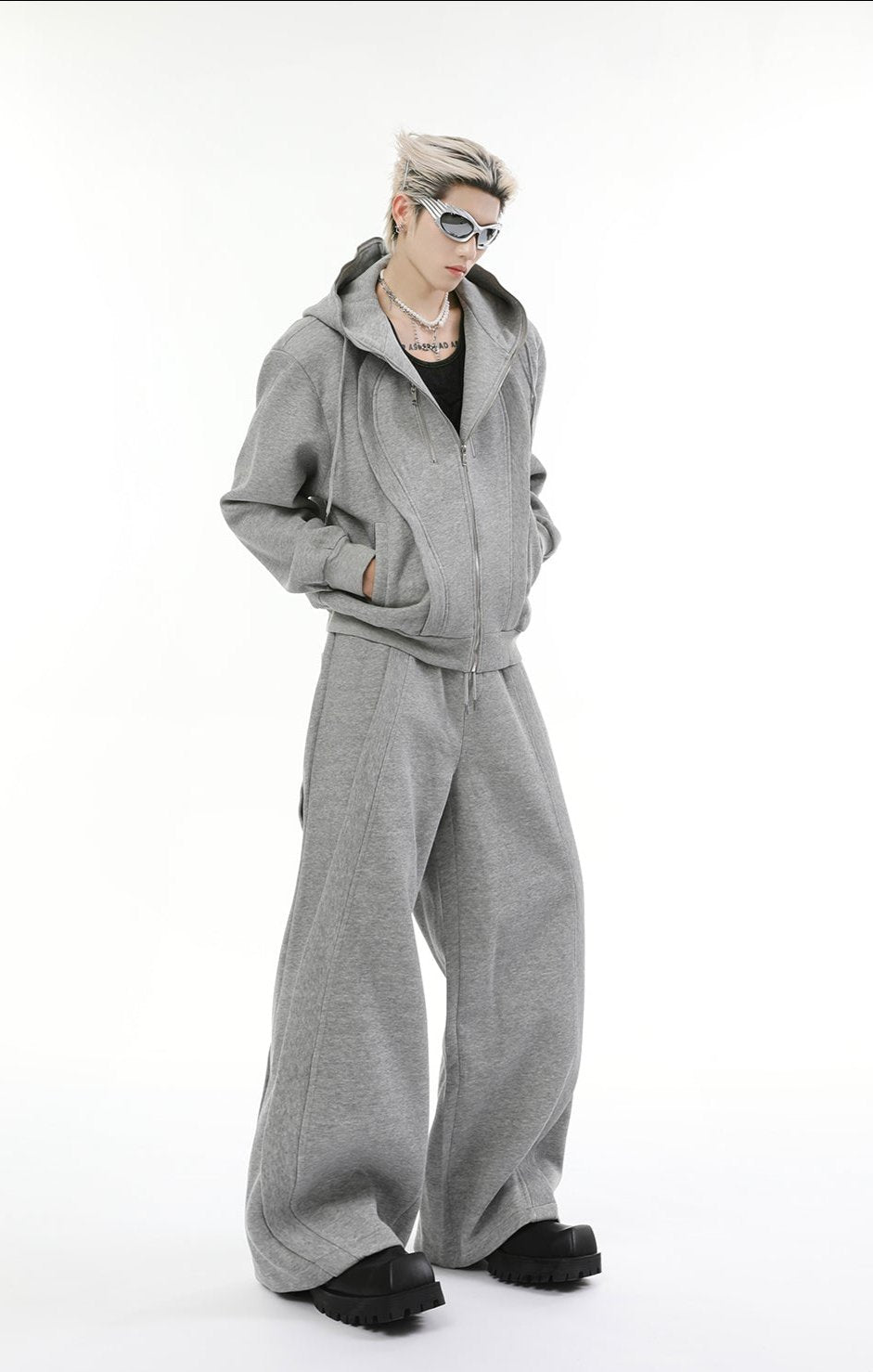 【24s Nov.】Solid Color Hooded Sweatshirt Jacket + Casual Pants Sports Suit