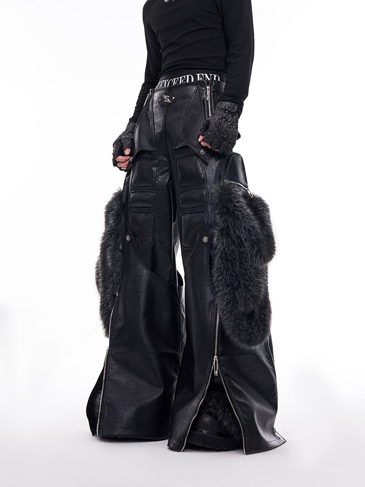 【24s Dec.】Removable Fur Patchwork PU Leather Pants ArtsKoreanMan