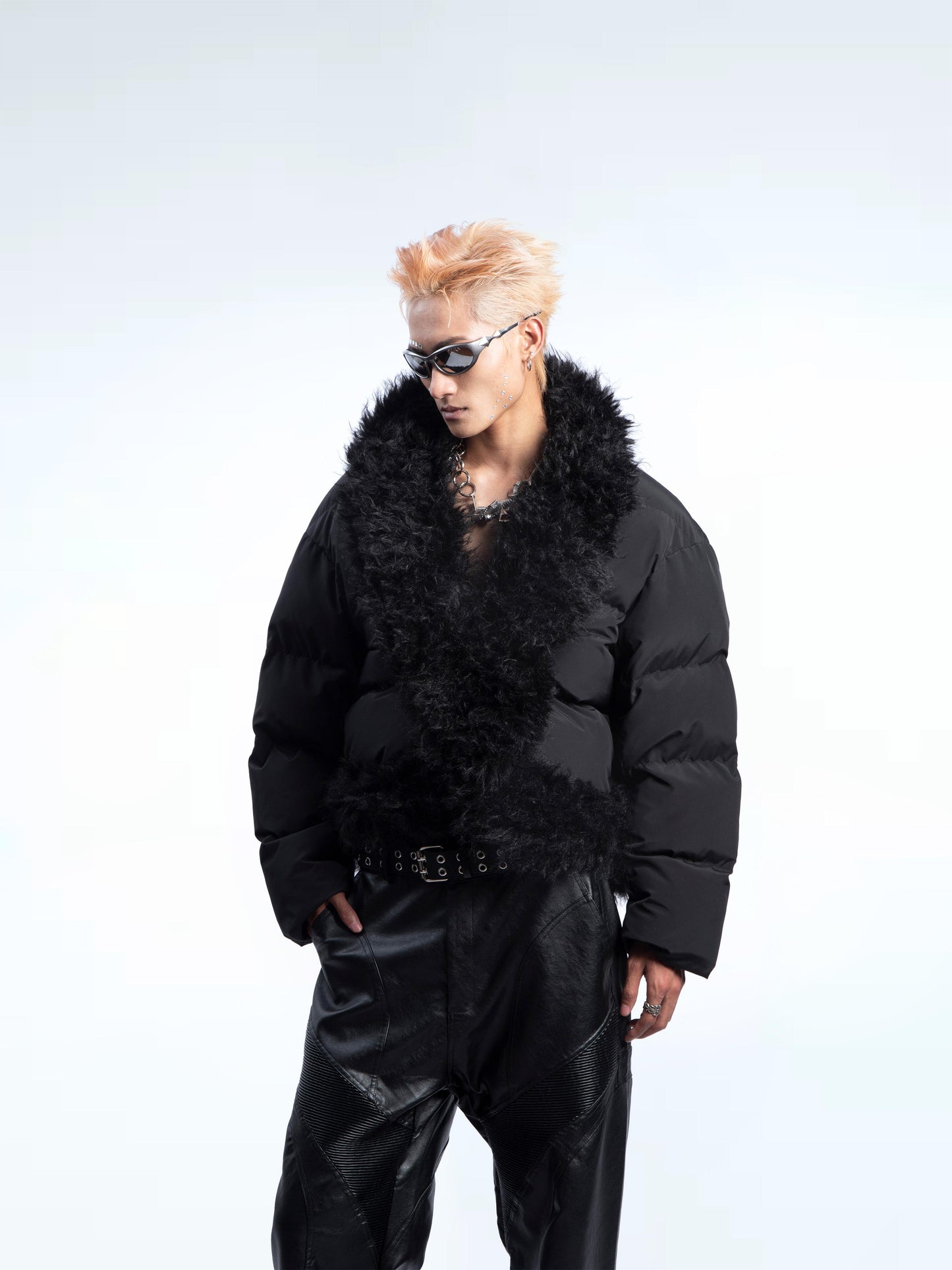 【25s Feb.】Fur Collar Stitching High-end Short Cotton Jacket