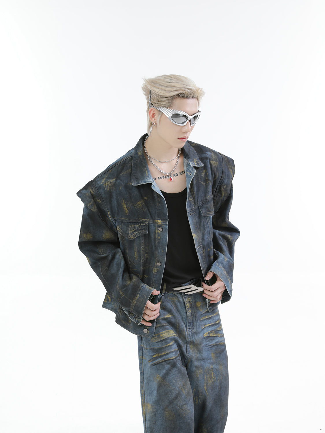 【24s Oct.】Heavy Paint Fashionable Denim Jacket + Jeans