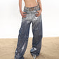 【23s January.】Coated Glossy Casual Graffiti Jeans