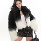 【23s December.】Black and Gray Gradient Faux Mink Fur Coat